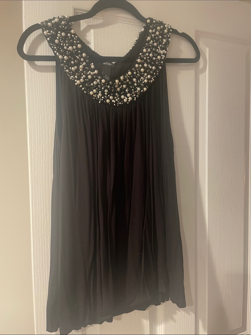 Alfani XL Black Sleeveless Beaded Neckline Top